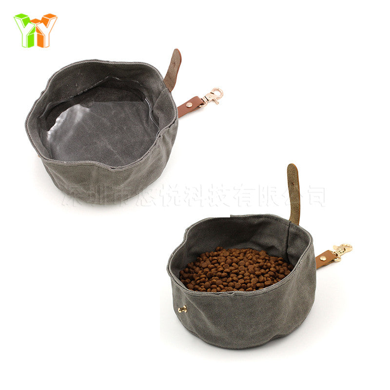 Waxed Canvas Dog Feeding Bowl