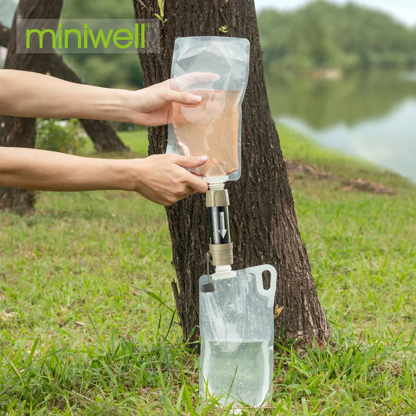 Miniwell Outdoor Water Filter Water Filtration System With Transparent Bag