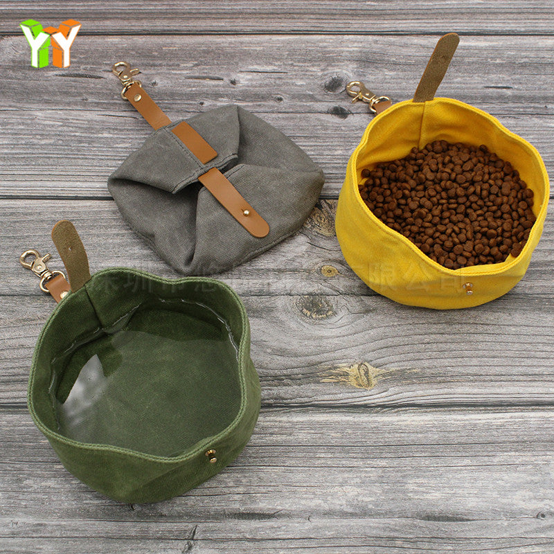 Waxed Canvas Dog Feeding Bowl